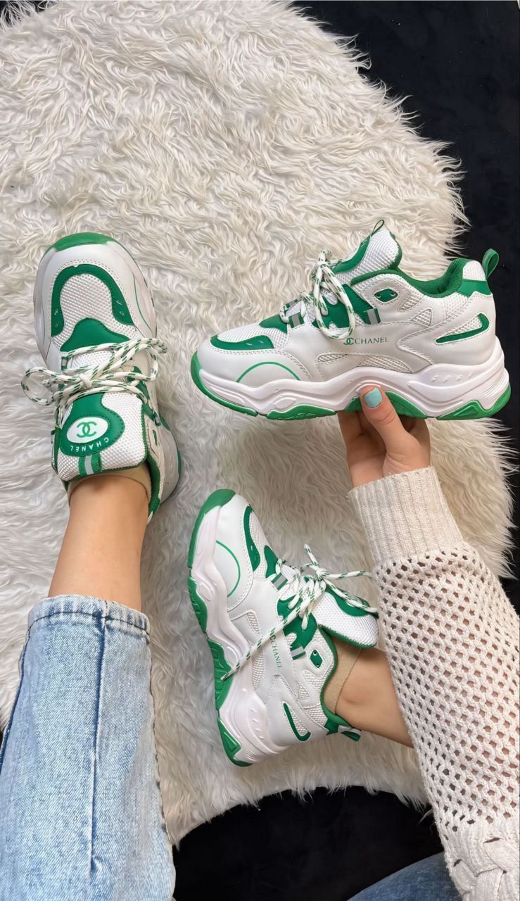 کتونی زنانه چنل جدید و پرفروش کتونی دخترانه سفیدسبز