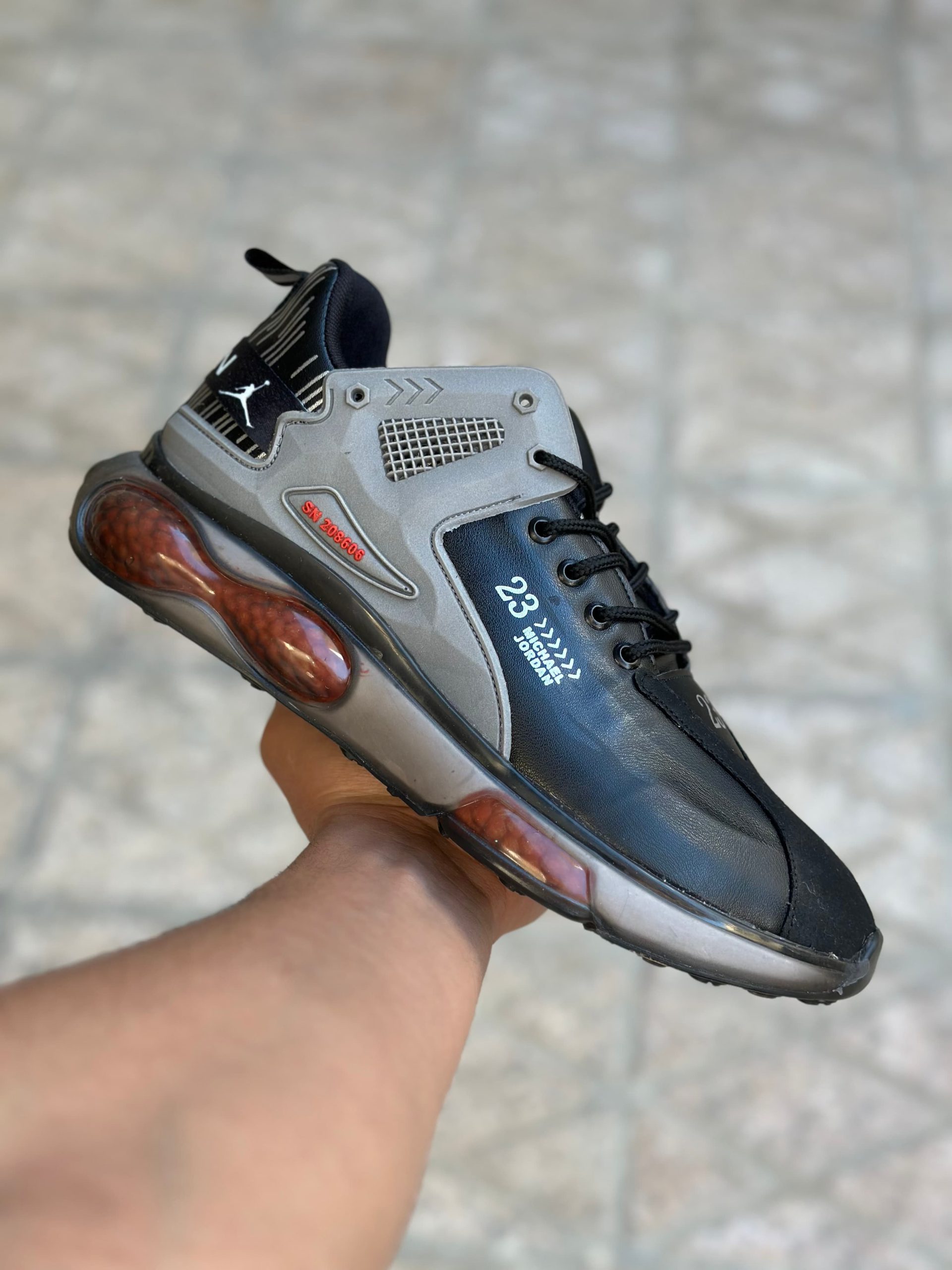 کتونی جردن 23 رنگ مشکی طوسی خفن پرفروش جدید (حراج)**