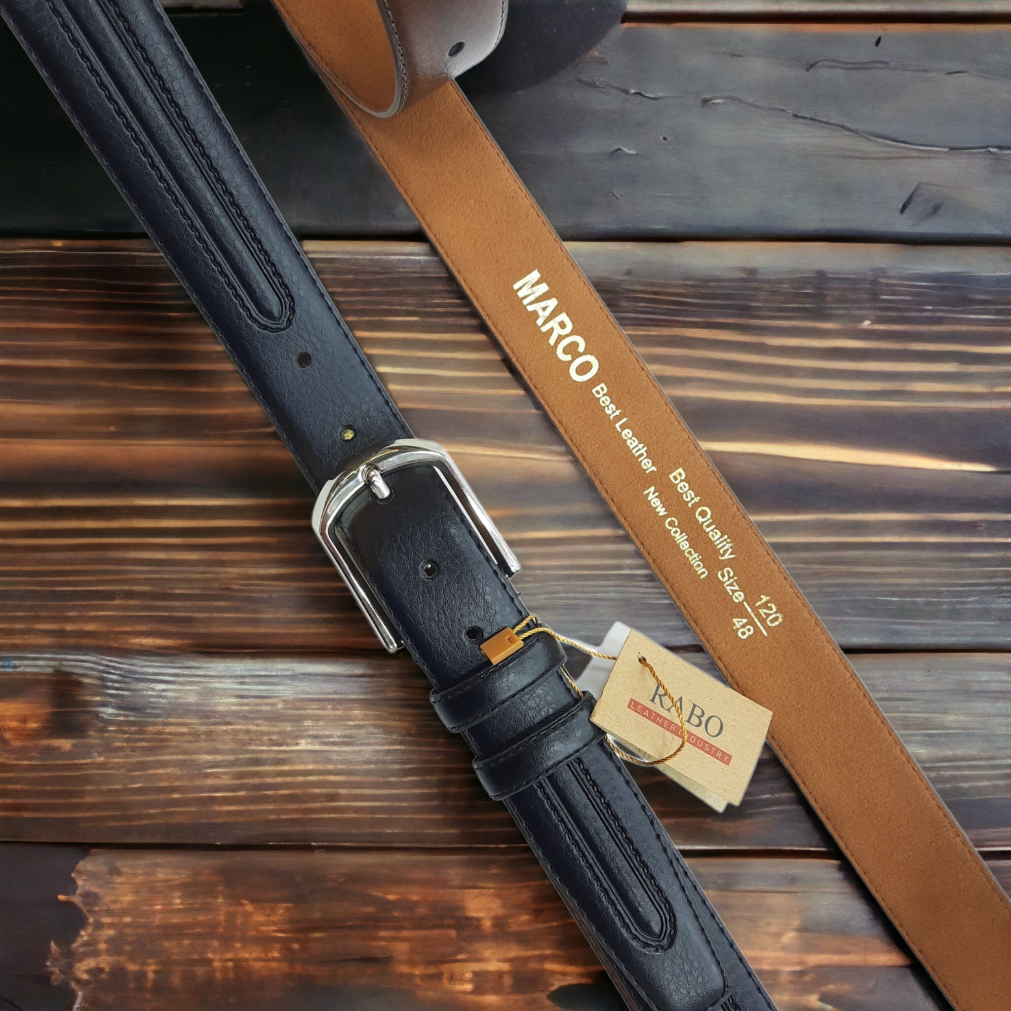 کمربند مردانه زبانه دار رابو leatherمردانه سه سانتی rabo