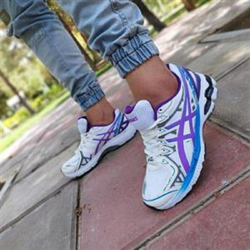 کتونی آسیکس سفید بنفش مردانه