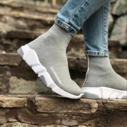 کتونی بالنسیاگا مدل کشی و جورابی  ساقدار مردانه  رنگ طوسی حراج زیر قیمت بازار