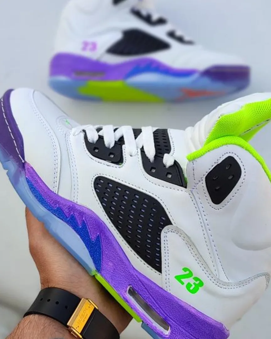 کتونی ساقدار جردن 5 جذاب رنگ سفید بنفش