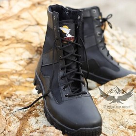 پوتین مردانه  قارتال رنگ مشکی چرم گاوی بغل زیپی