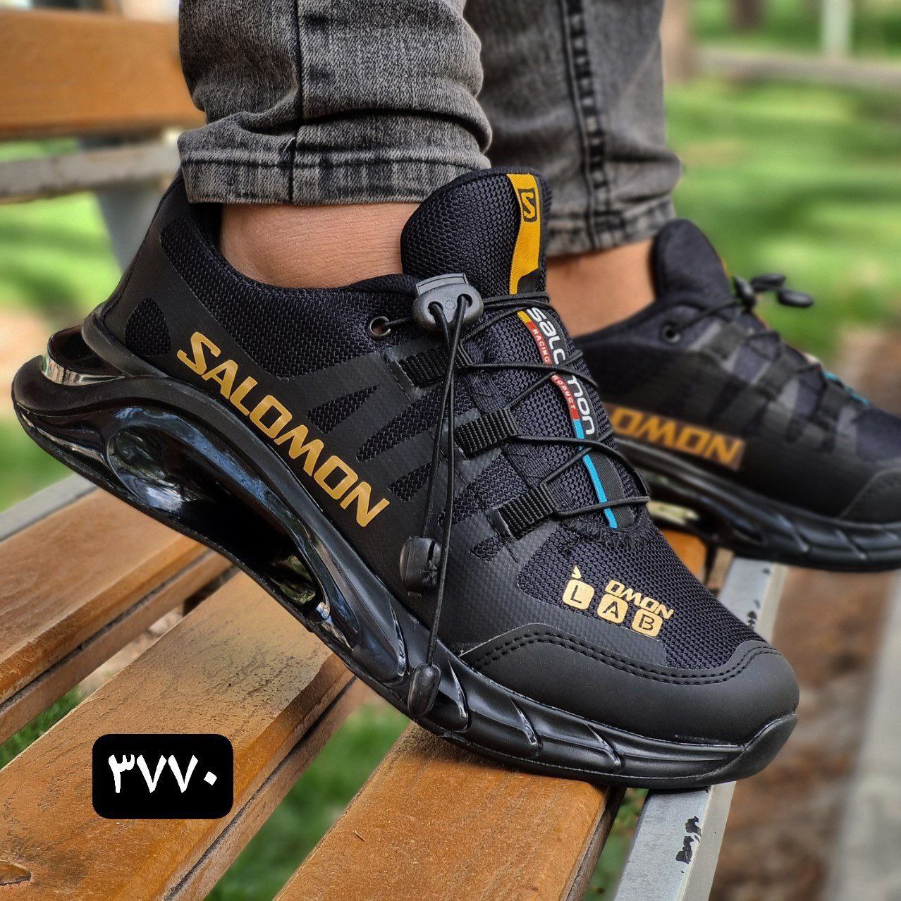 کتونی سالامون زیره تونلی مشکی  طلایی جدید و ترند  SALOMON