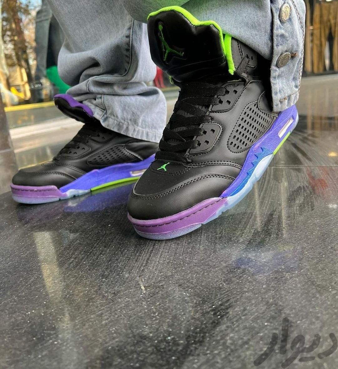 کتونی ساق بلند جردن 5 پاریس مشکی بنفش JORDAN PARIS