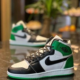 کتونی ساقدار  جردن وان رنگ سفید سبز  مردانه jordan 1