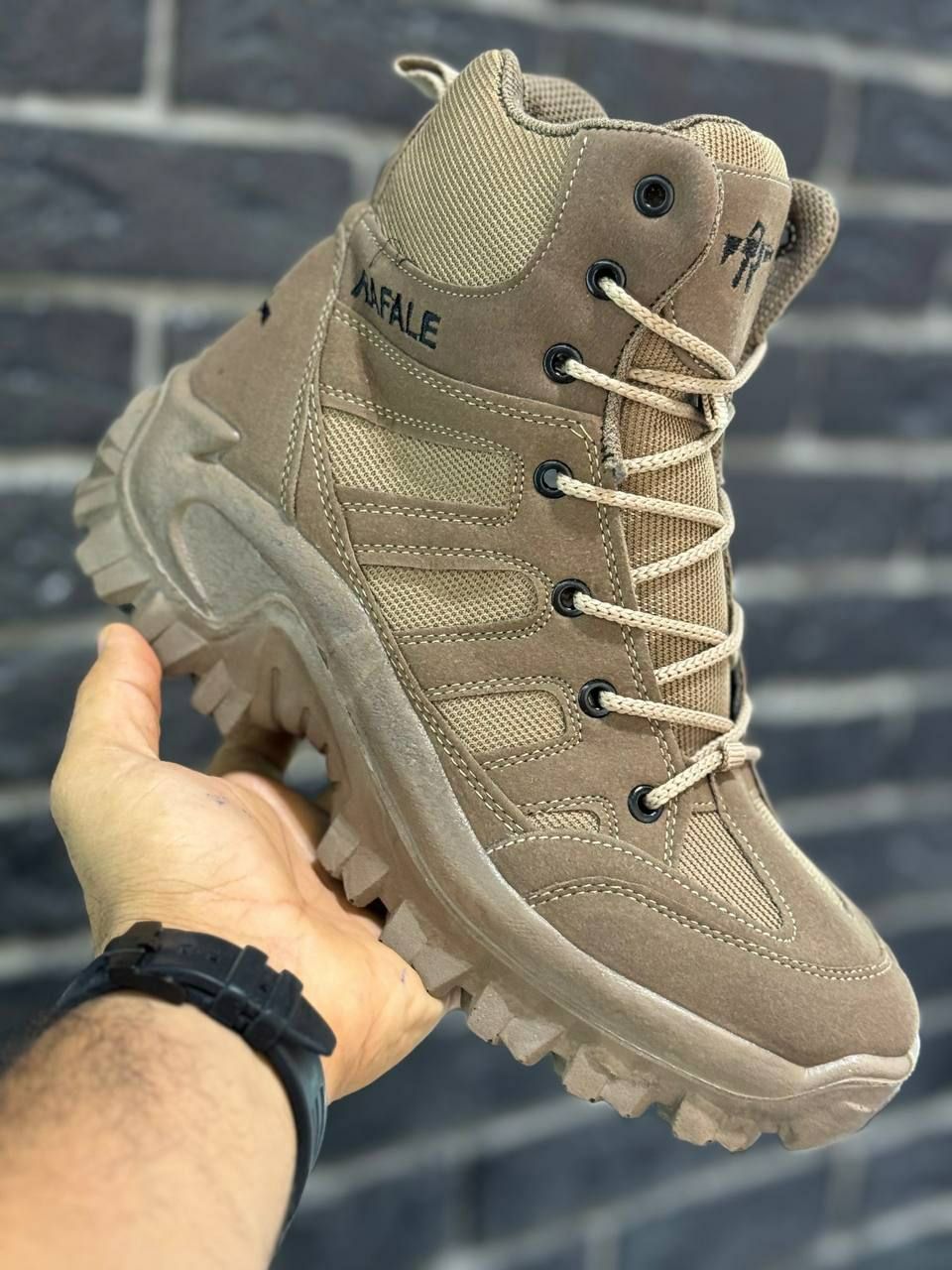 پوتین تاکتیکال و نظامی  رافائل مردانه رنگ خاکی  بغل زیپی RAFAEL