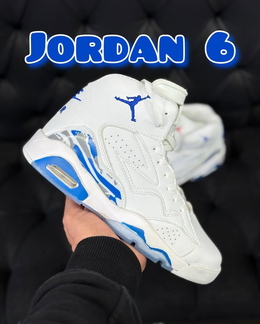 کتونی جردن 6 ساقدار رنگ مشکی آبی جدید و ترند jordan mrp