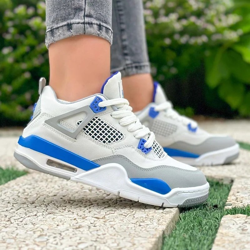 کتونی جردن 4 فور دخترانه رنگ سفید طوسی جدید و ترند سایز 37تا40