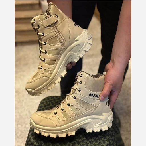 پوتین تاکتیکال و نظامی  رافائل مردانه رنگ خاکی  بغل زیپی RAFAEL