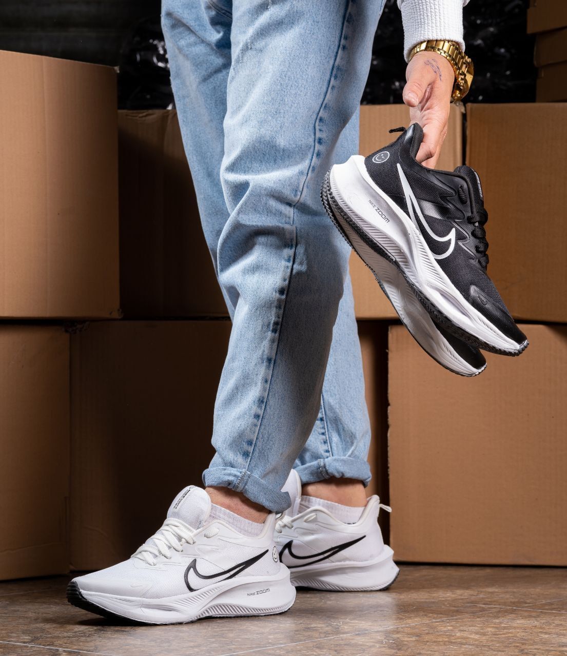 کتونی نایک زوم ایکس مردانه طرح لبخند سفید تمام  NIKE ZOOM X