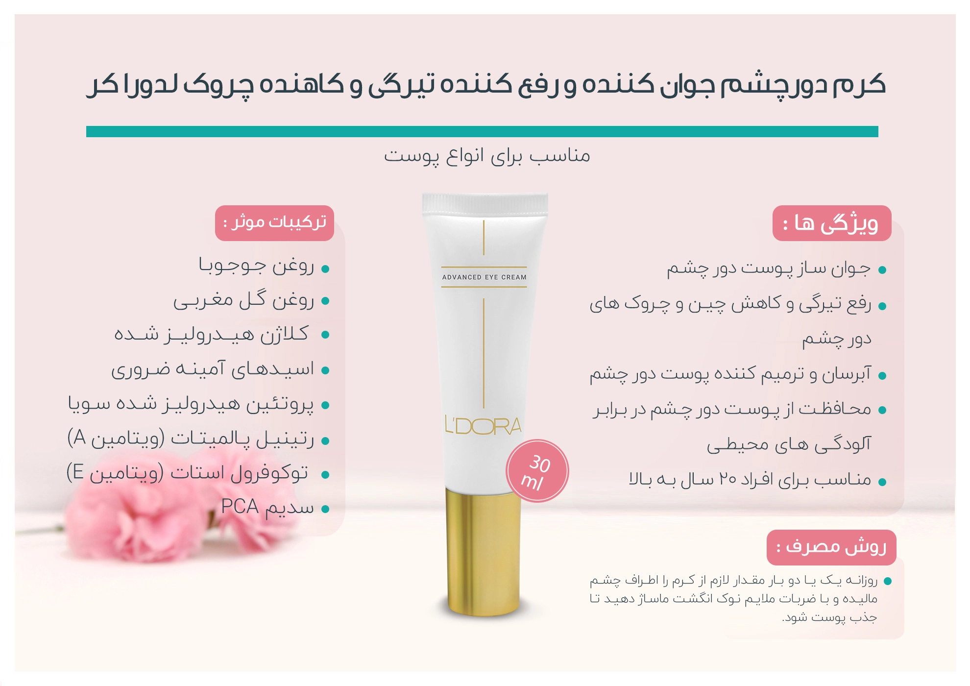 کرم دورچشم جوان کننده و‌ رفع کننده تیرگی و کاهنده چروک