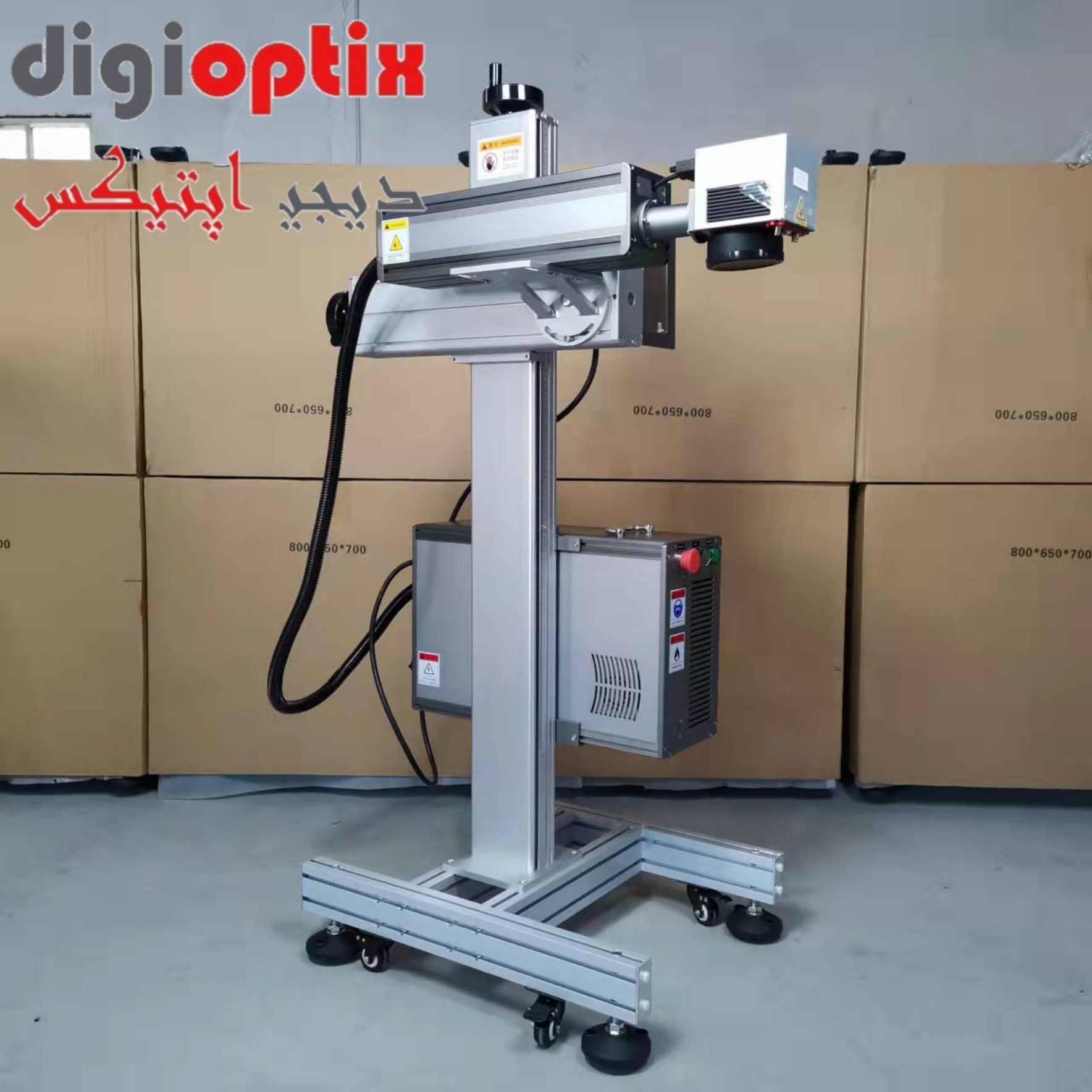 لیزر حکاکی فایبر هوشمند مدل flying برای خط تولید با کامپیوتر