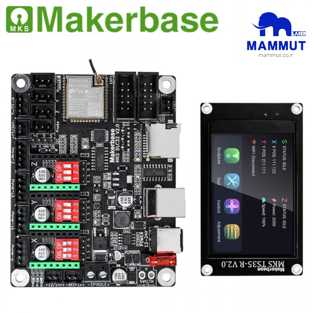 برد کنترلر Makerbase MKS DLC32 همراه با نمایشگر رنگی و لمسی MKS TS35-R