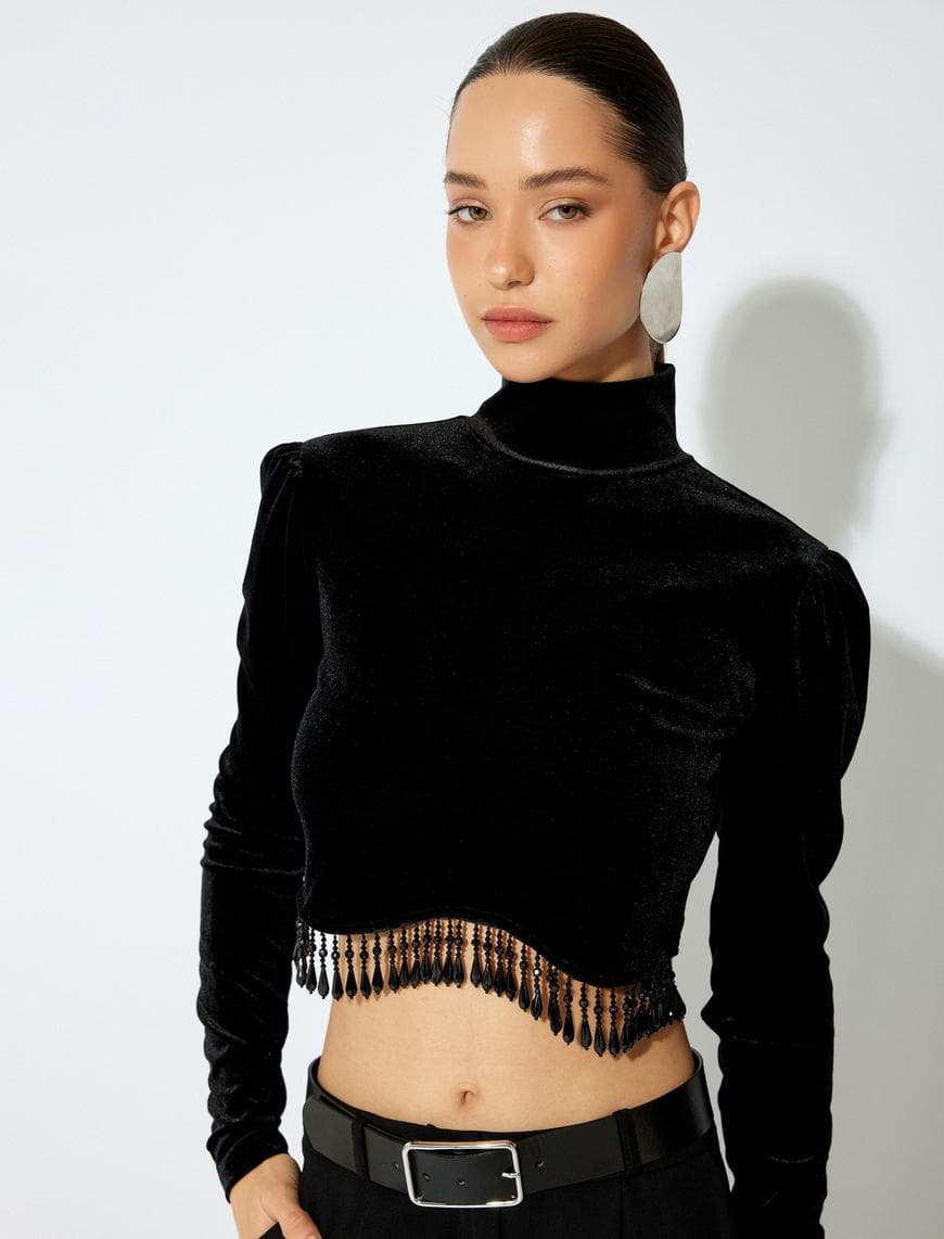 بلوز مخملی استین بلند برند koton