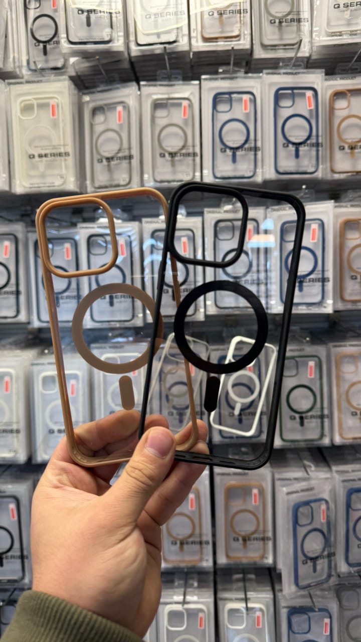 کاور/قاب مگ سیف دار آیفون 16pro max برند Q SERIES طرح شفاف