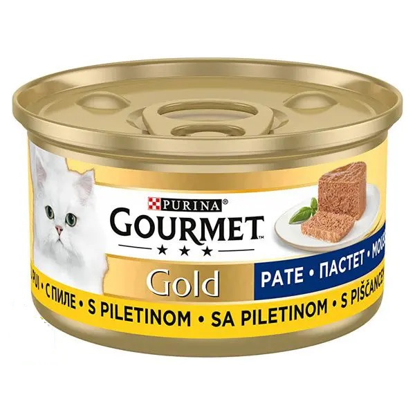 کنسرو گربه گورمت گلد با طعم مرغ مدل پته Gourmet gold with tavuklu وزن ۸۵ گرم