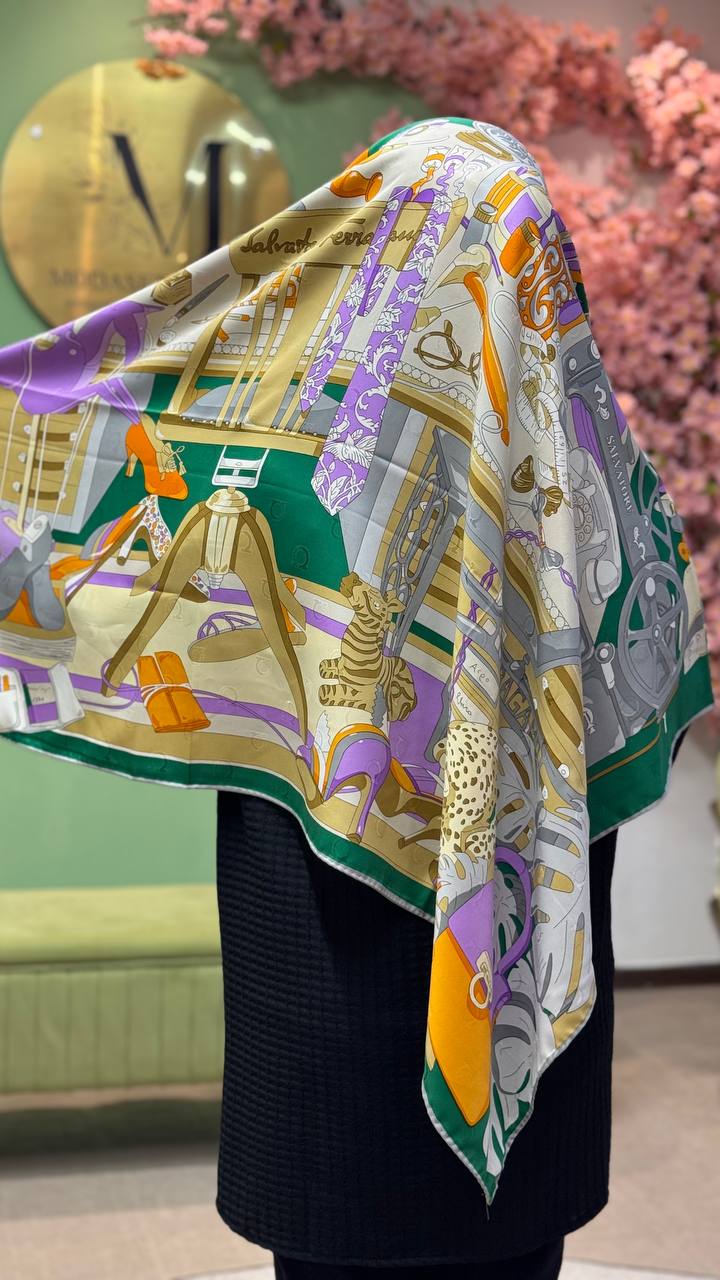 روسری ابریشم توییل کدml04