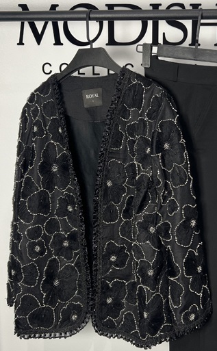 مانتو مدل لومانا مشکی و نقره‌ای برای مهمانی، طراحی شیک و خاص