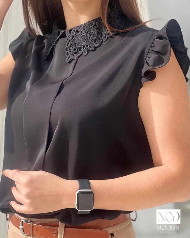 تاپ یقه گیپور مدل آسا در رنگ‌های سفید و مشکی، لباس زنانه شیک