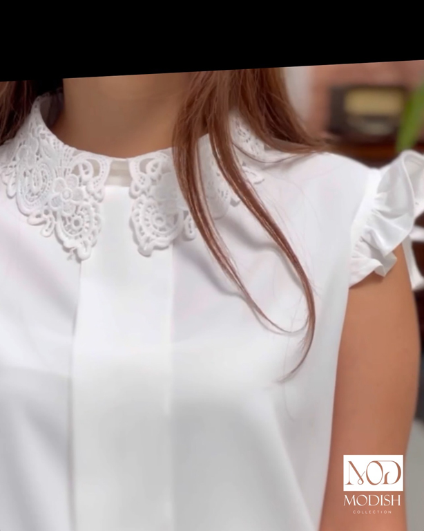 تاپ یقه گیپور مدل آسا در رنگ‌های سفید و مشکی، لباس زنانه شیک