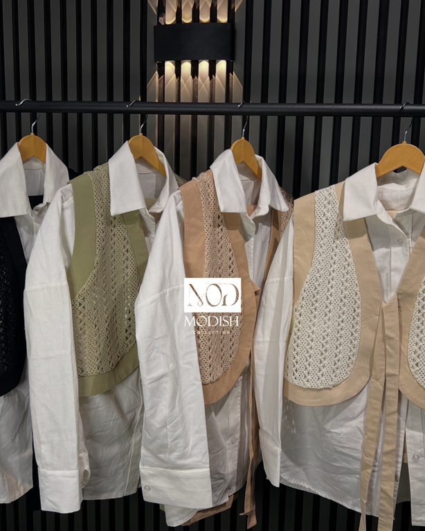 ست قلاب بافی سه تکه لینن کژوال برای روزمره