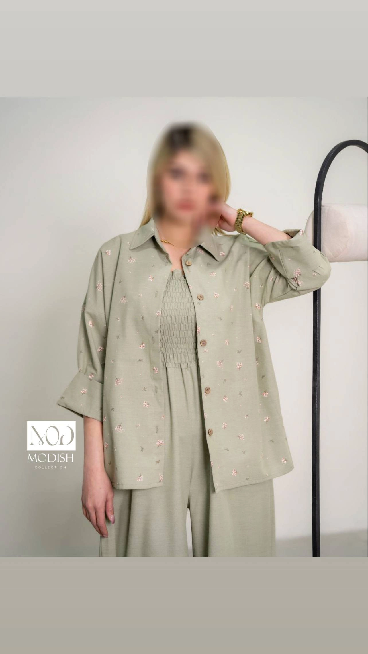 ست اوورال دو تیکه لینن ملانژ برای استایل کژوال و راحت