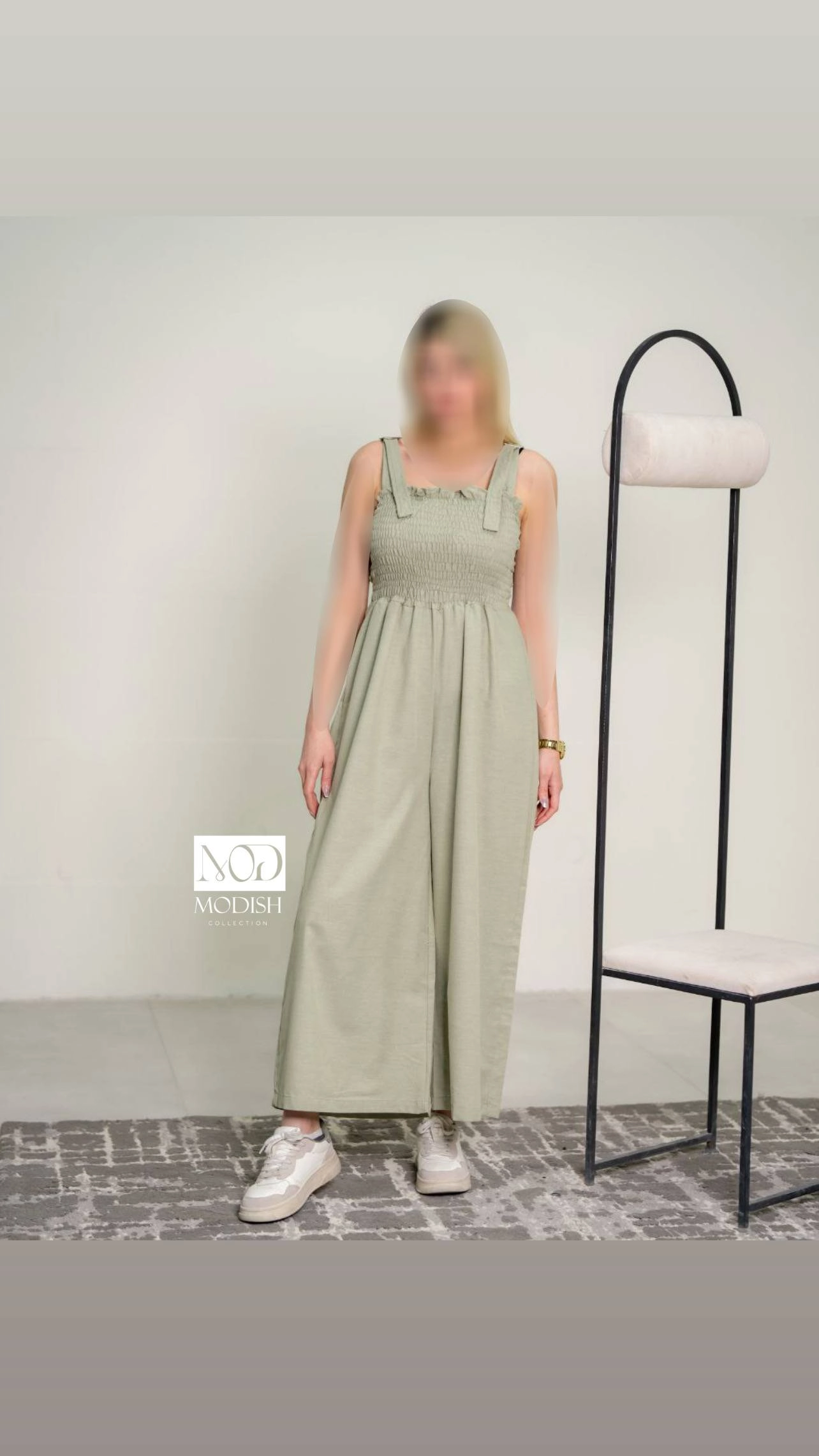 ست اوورال دو تیکه لینن ملانژ برای استایل کژوال و راحت