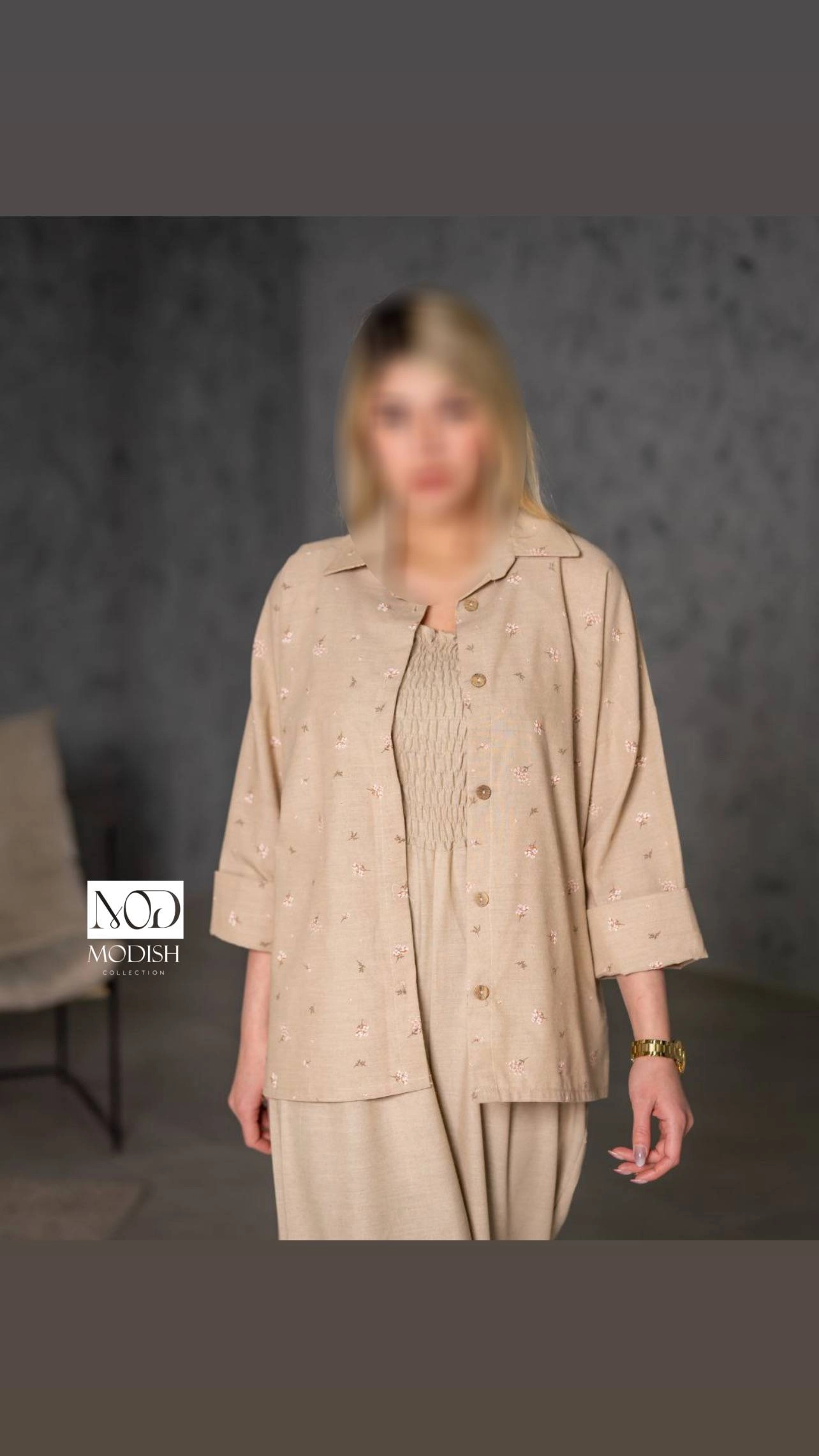 ست اوورال دو تیکه لینن ملانژ برای استایل کژوال و راحت