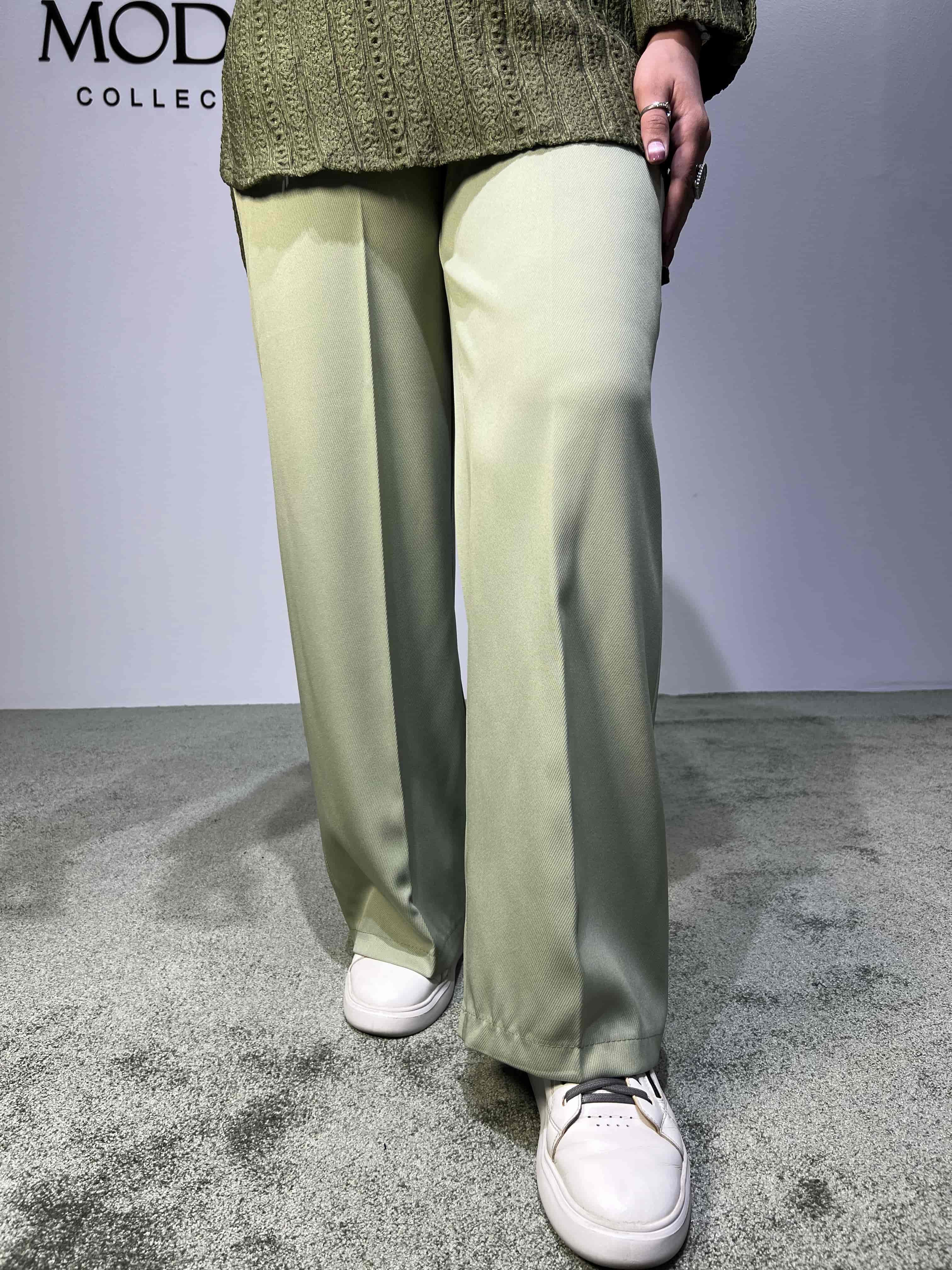 شلوار نیم بگ کجراه زنانه با جنس مازراتی و طراحی مدرن