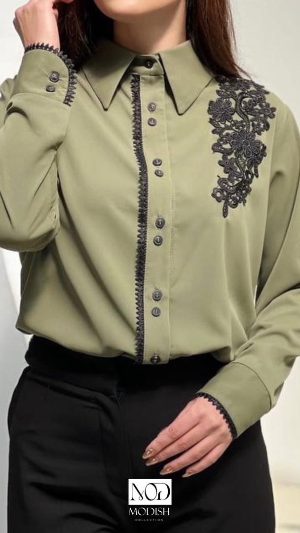 شومیز زنانه مدل بهار با جنس کرپ و گیپور، فری سایز و طراحی مدرن