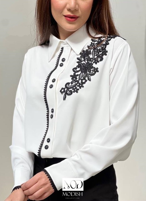 شومیز زنانه مدل بهار با جنس کرپ و گیپور، فری سایز و طراحی مدرن