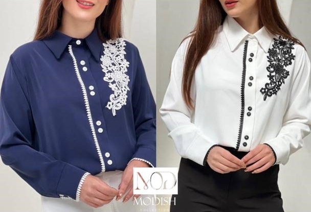 شومیز زنانه مدل بهار با جنس کرپ و گیپور، فری سایز و طراحی مدرن