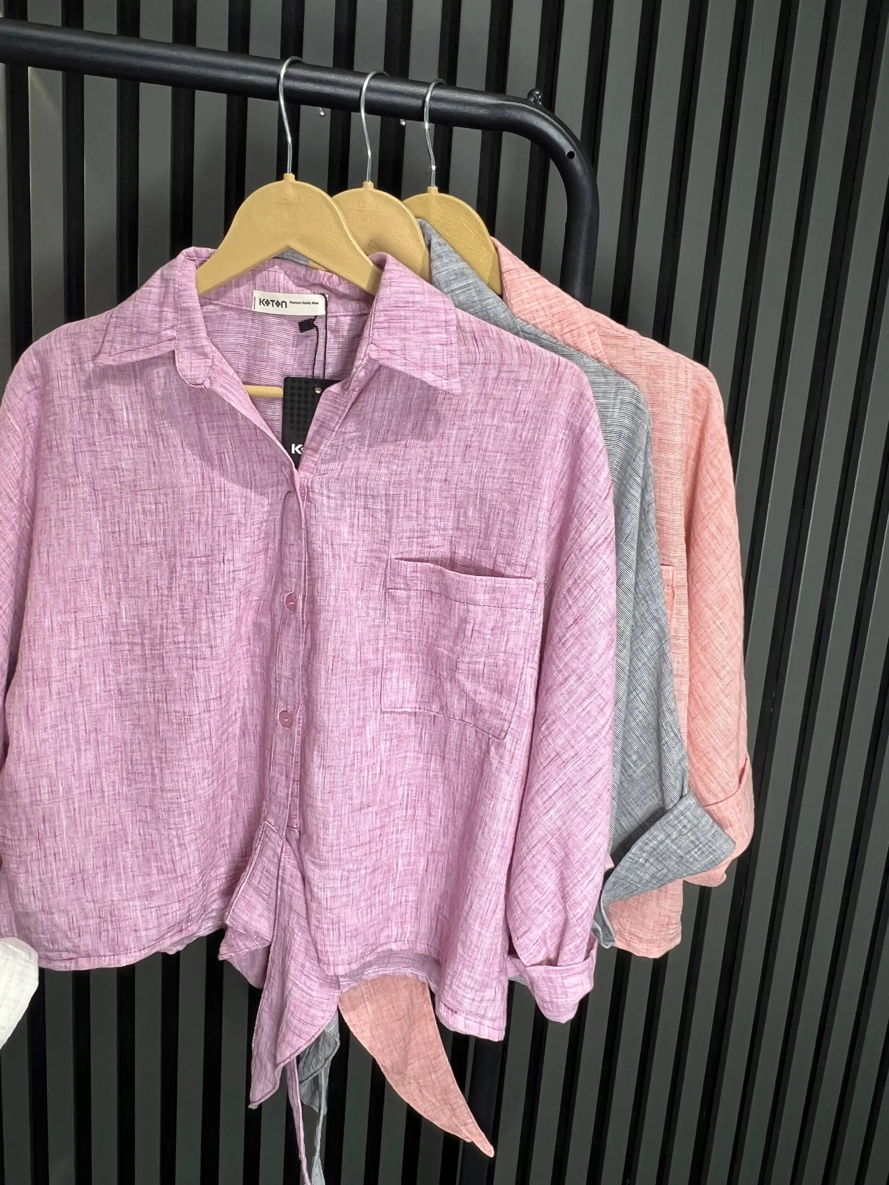 شومیز ترک جلو گره با پارچه آکسفورد، استایل کژوال و مهمانی