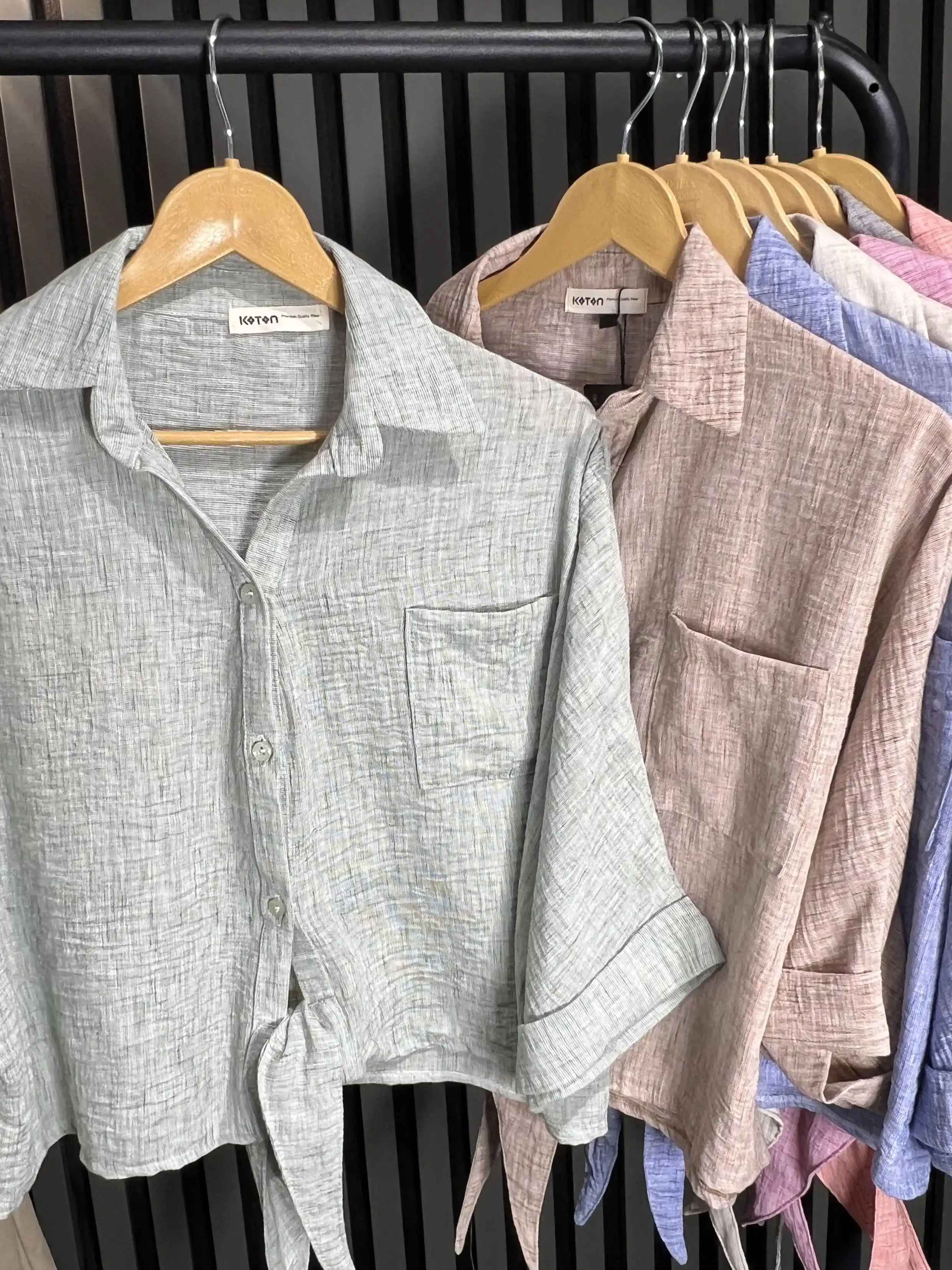 شومیز ترک جلو گره با پارچه آکسفورد، استایل کژوال و مهمانی