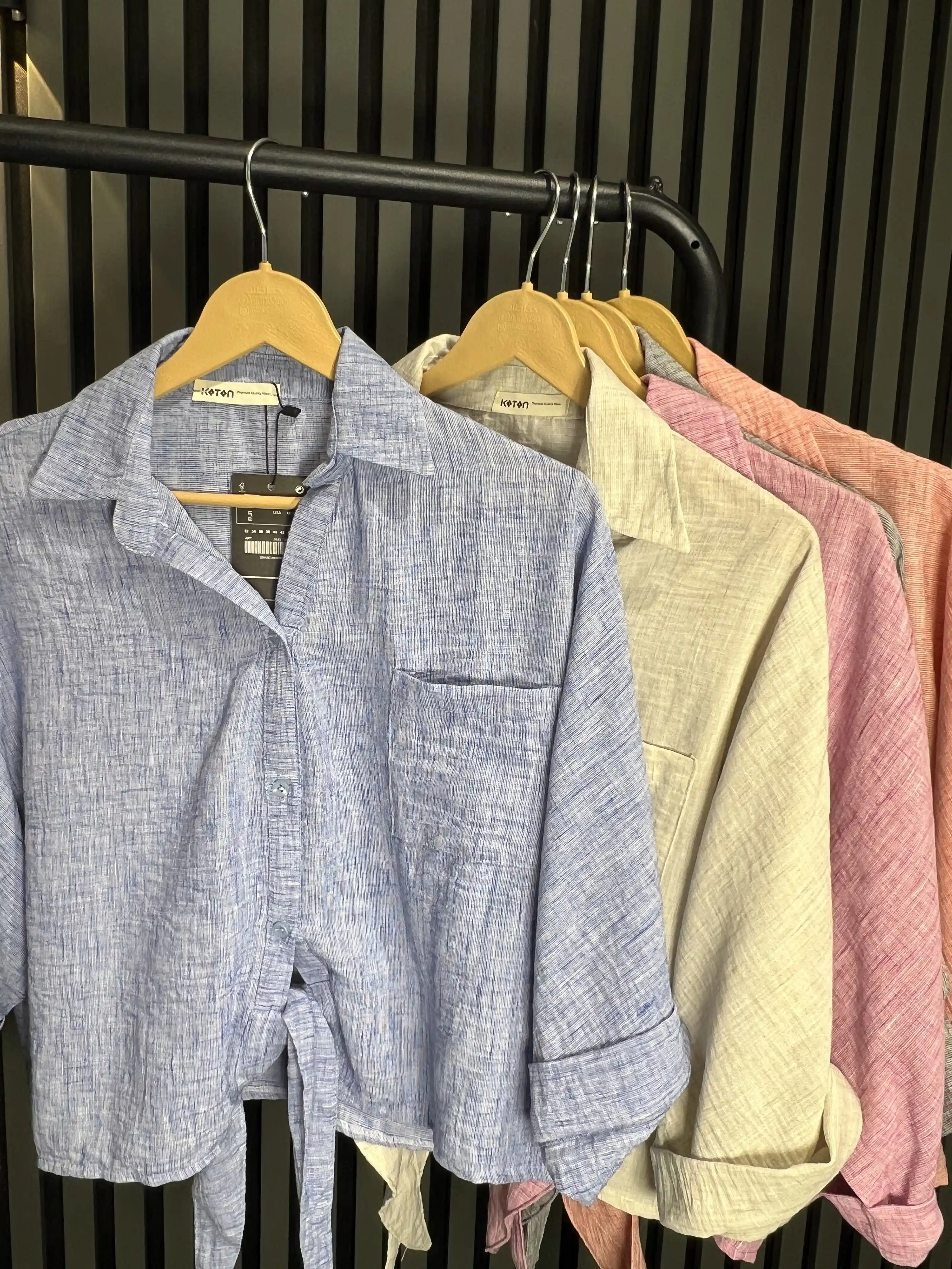 شومیز ترک جلو گره با پارچه آکسفورد، استایل کژوال و مهمانی