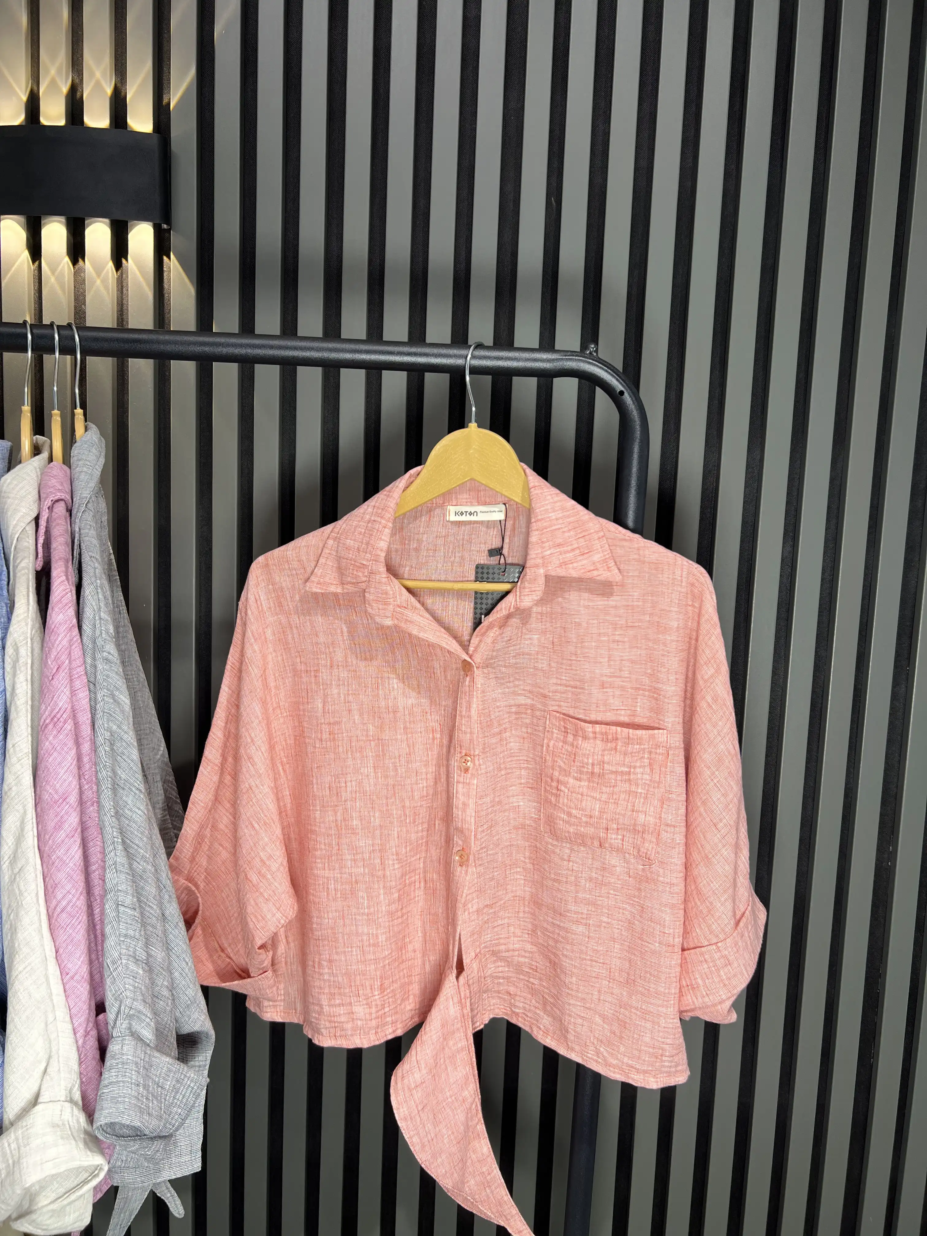 شومیز ترک جلو گره با پارچه آکسفورد، استایل کژوال و مهمانی