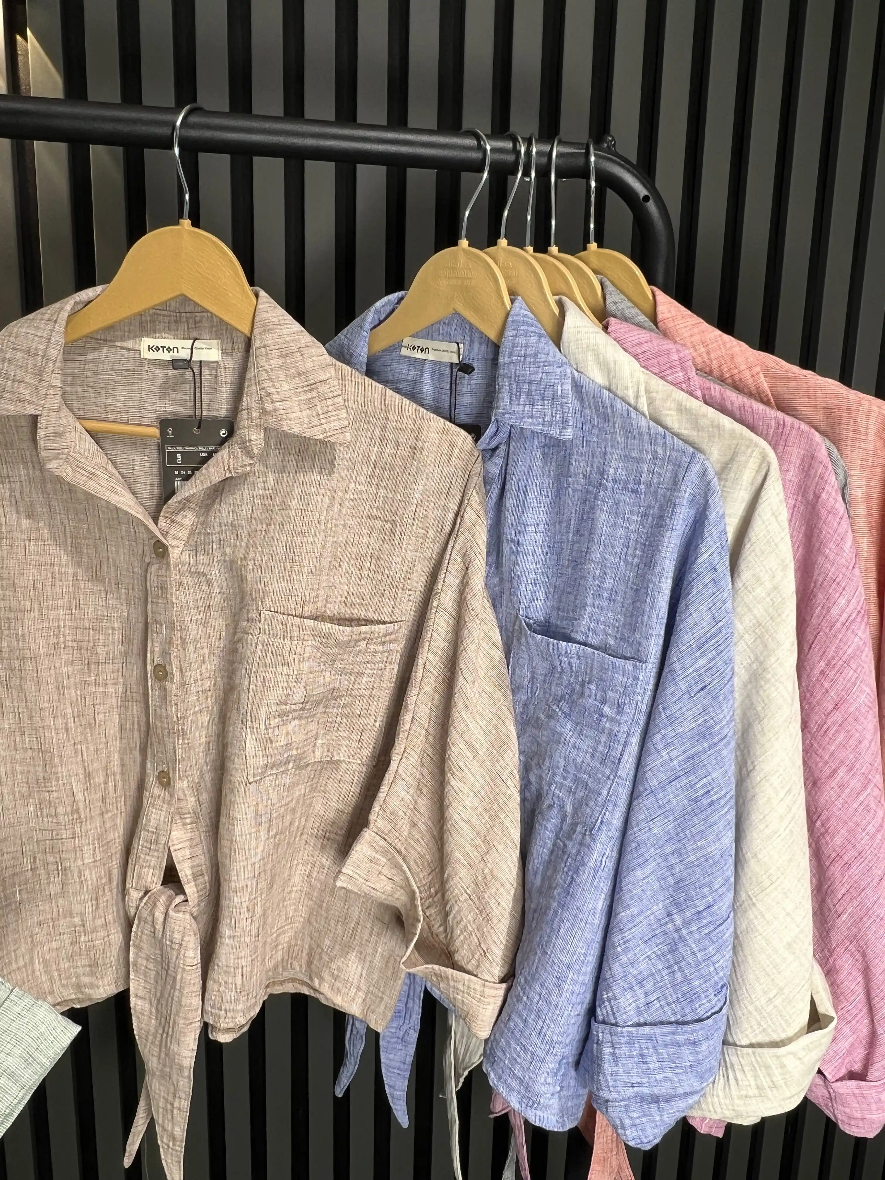 شومیز ترک جلو گره با پارچه آکسفورد، استایل کژوال و مهمانی