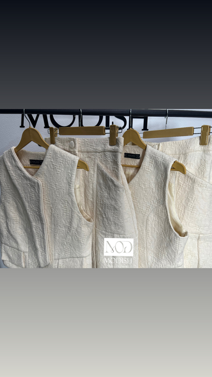 ست ژیله و دامن کنفی با بافت مغزی دوزی ترک برای مهمانی و دورهمی