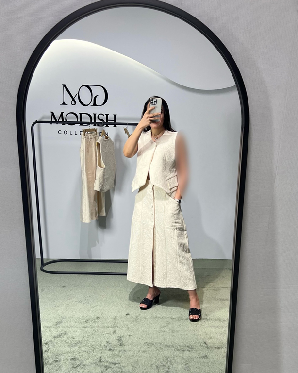 ست ژیله و دامن کنفی با بافت مغزی دوزی ترک برای مهمانی و دورهمی