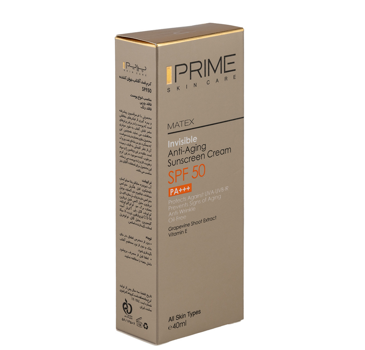 کرم ضدآفتاب جوان کننده بی رنگ SPF 50 پرایم Prime