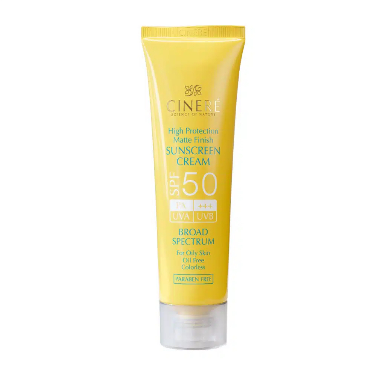 کرم ضدآفتاب بی رنگ فاقد جربی SPF 50 سینره Cinere