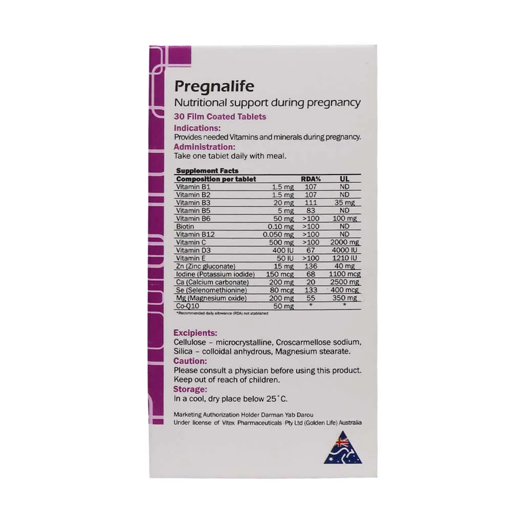 قرص مولتی ویتامین مینرال بارداری پرگنالایف گلدن لایف ()