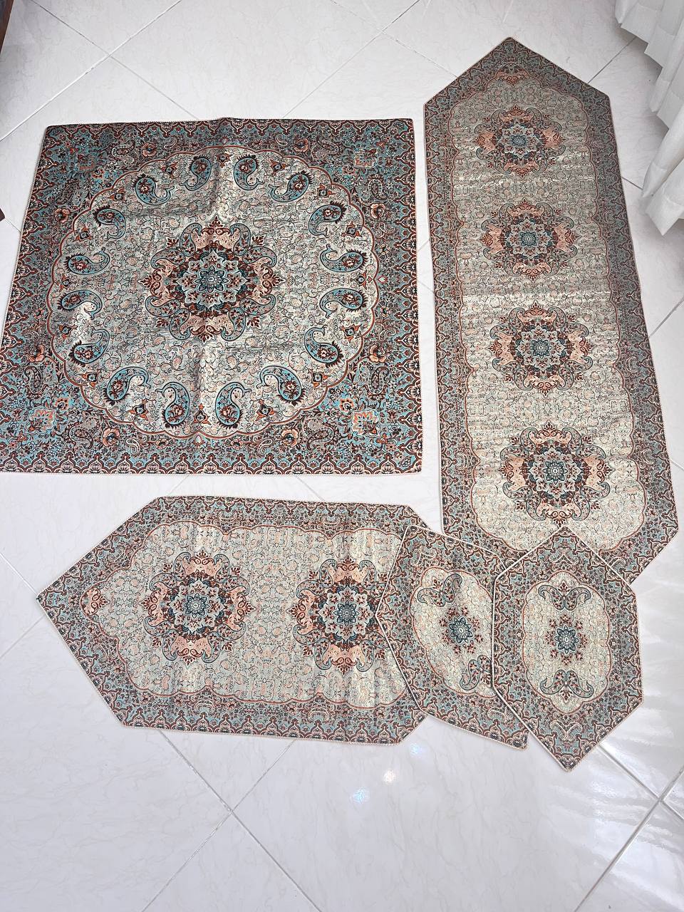 رومیزی۵تیکه ترمه درجه یک