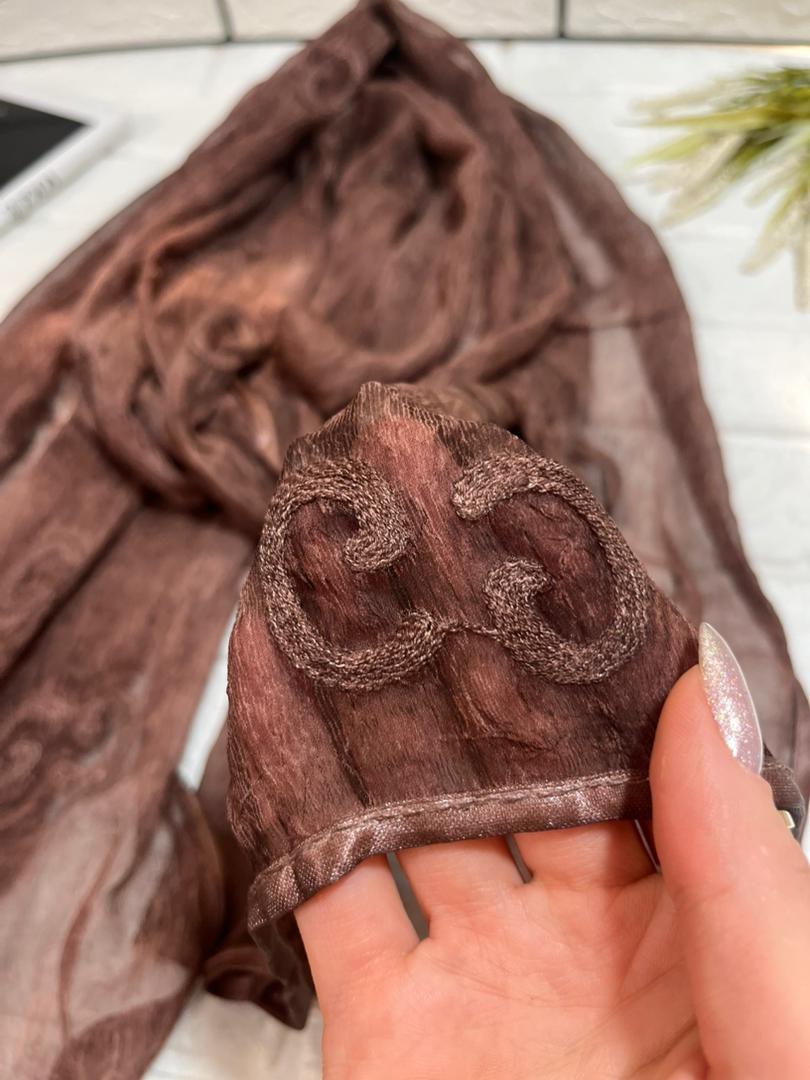 شال حریر کریشه گلدوزی شده