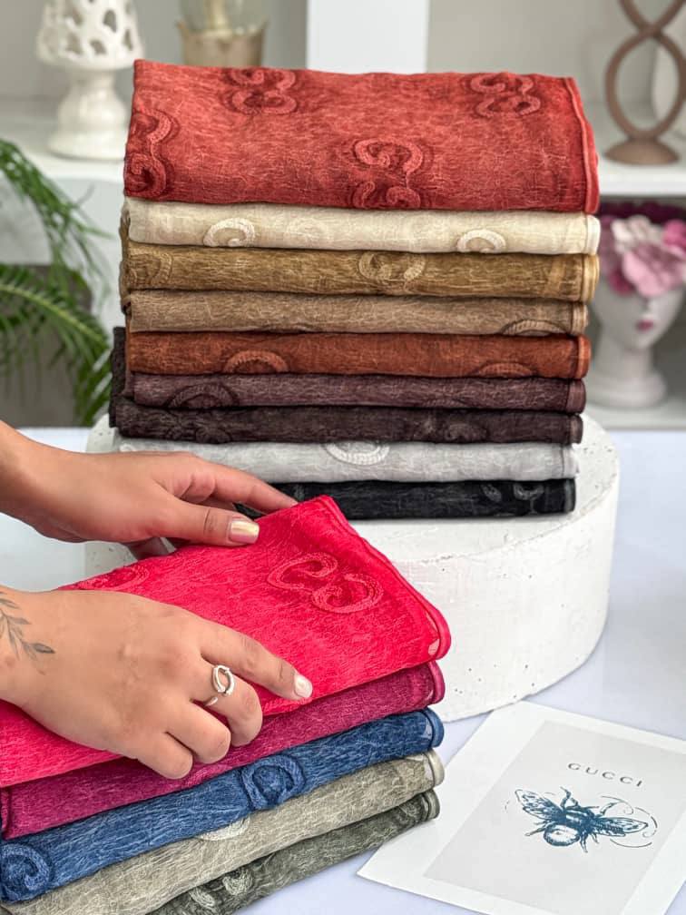 شال حریر کریشه گلدوزی شده