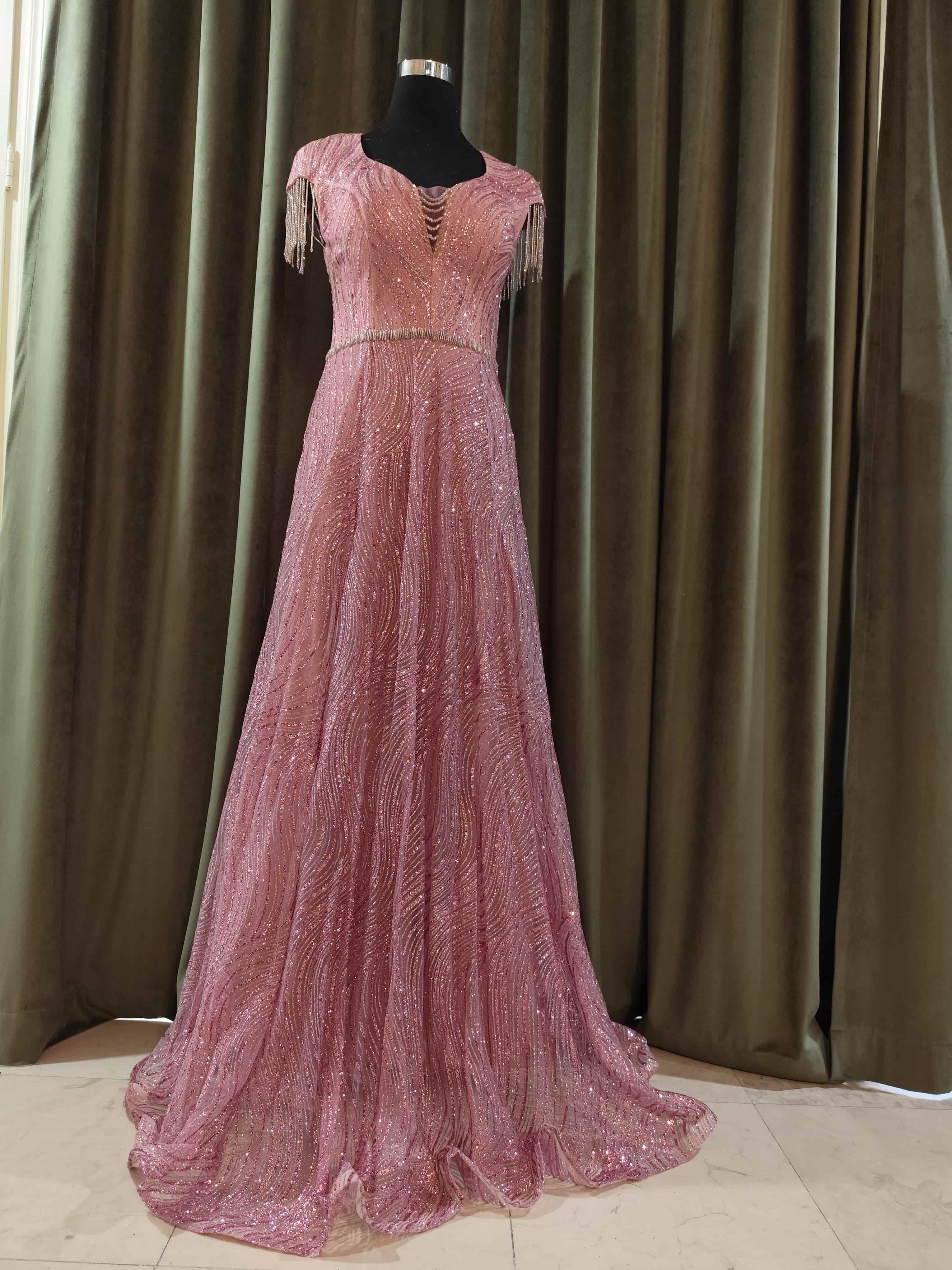 لباس مجلسی و نامزدی صورتی شاین