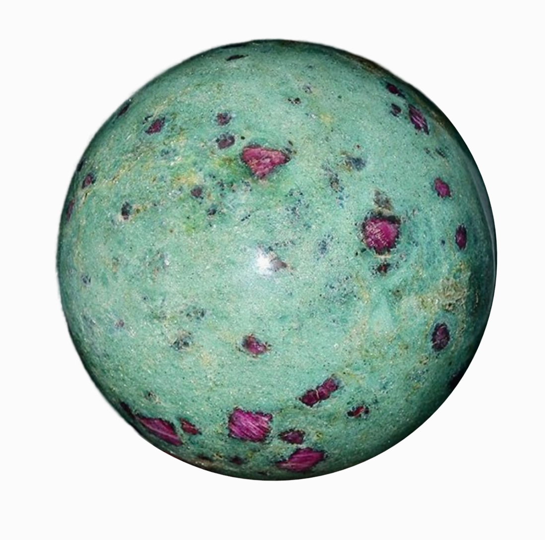 فروش و قیمت گوی سنگی نایاب زئوسیت روبی با خواص درمانی