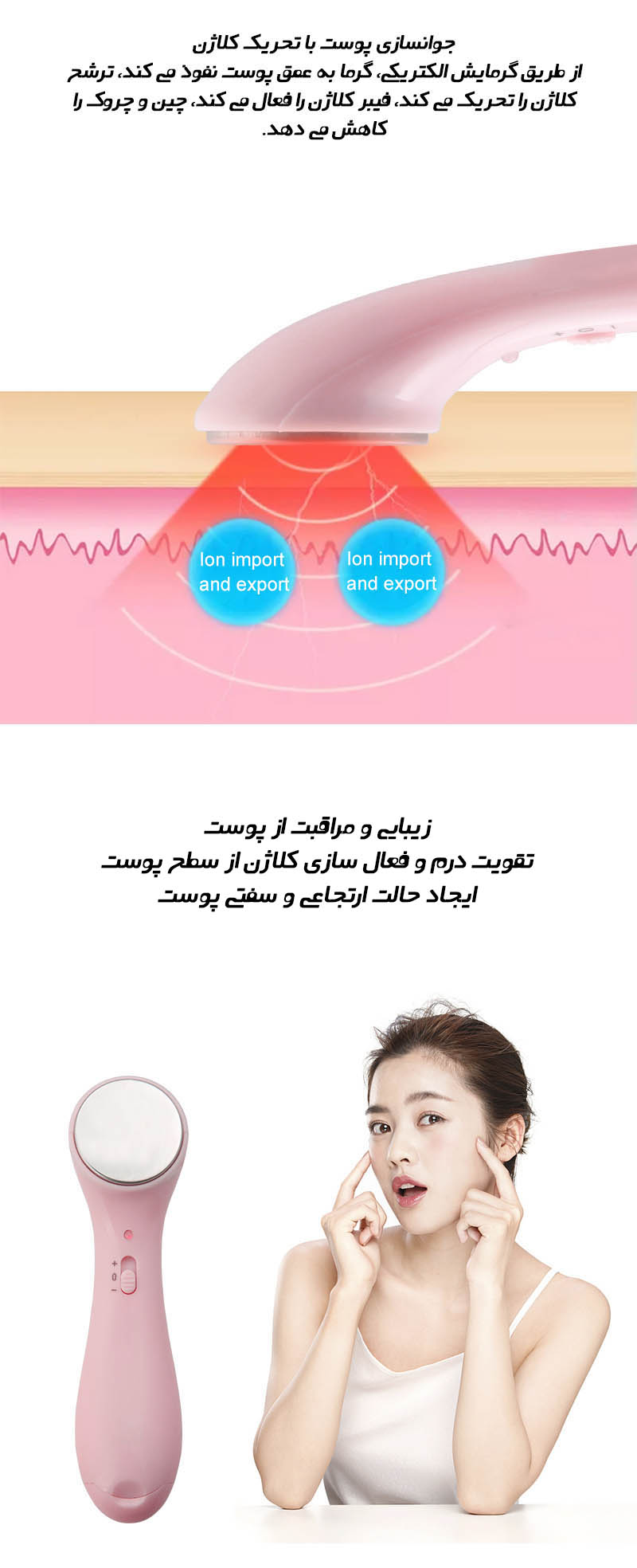 ماساژور مراقبت از پوست با یون جوان سازی