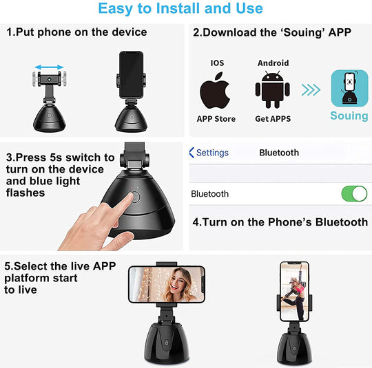قیمت و فروش پایه گوشی هوشمند با ردیاب چهره 360 درجه